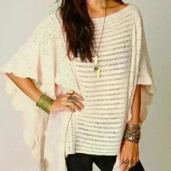 Free People Jackets & Blazers - Free People Snow Nymph Knit Blush Pink Poncho